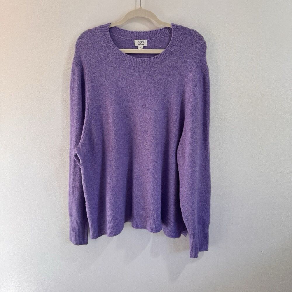 J. Crew Sweater 3X So Soft Knit Purple Pullover Stretch Wool Blend Comfy